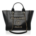 Caviar Small Studded Deauville Tote Black