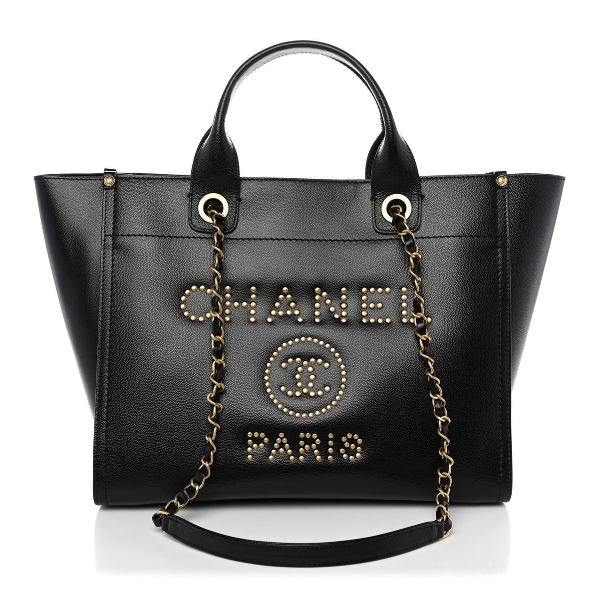 Caviar Small Studded Deauville Tote Black