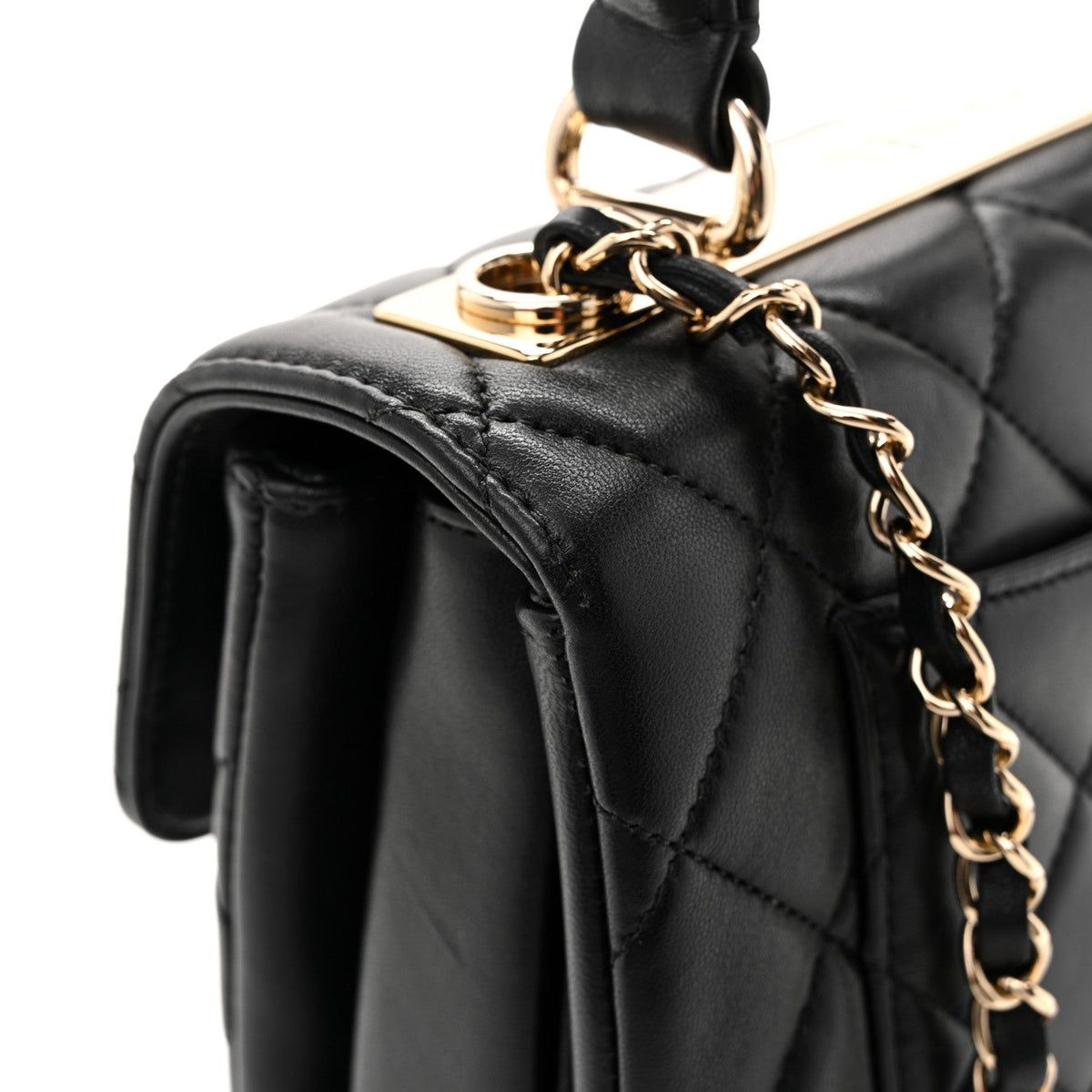 Lambskin Quilted Small Trendy CC Dual Handle Flap Bag Black