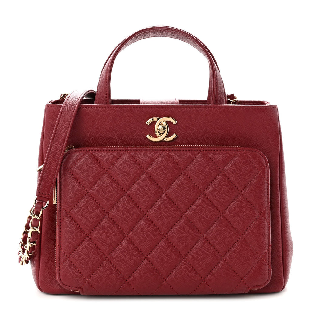 Caviar Quilted Small Business Affinity Shopping Bag Dark Red