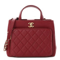 Caviar Quilted Small Business Affinity Shopping Bag Dark Red