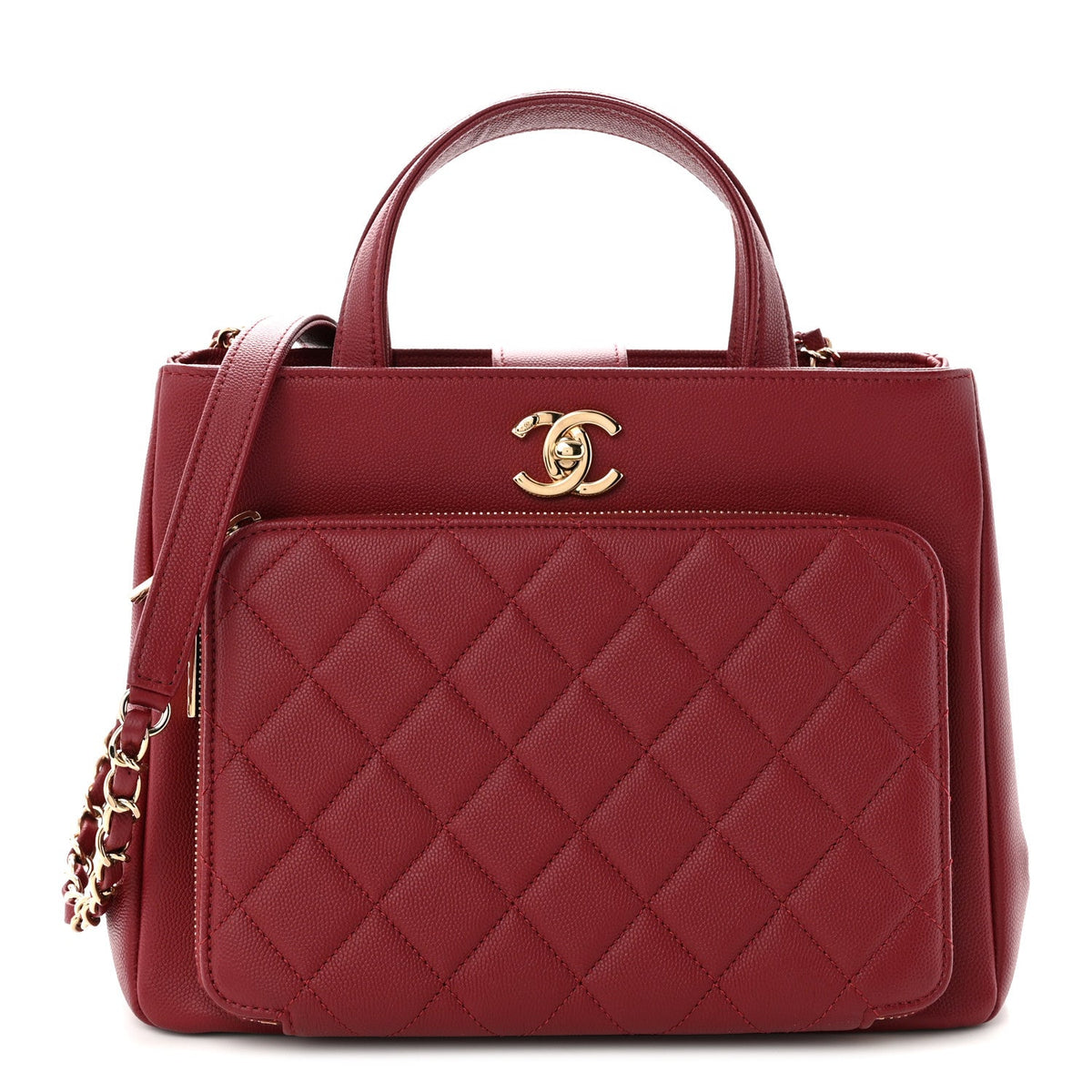 Caviar Quilted Small Business Affinity Shopping Bag Dark Red