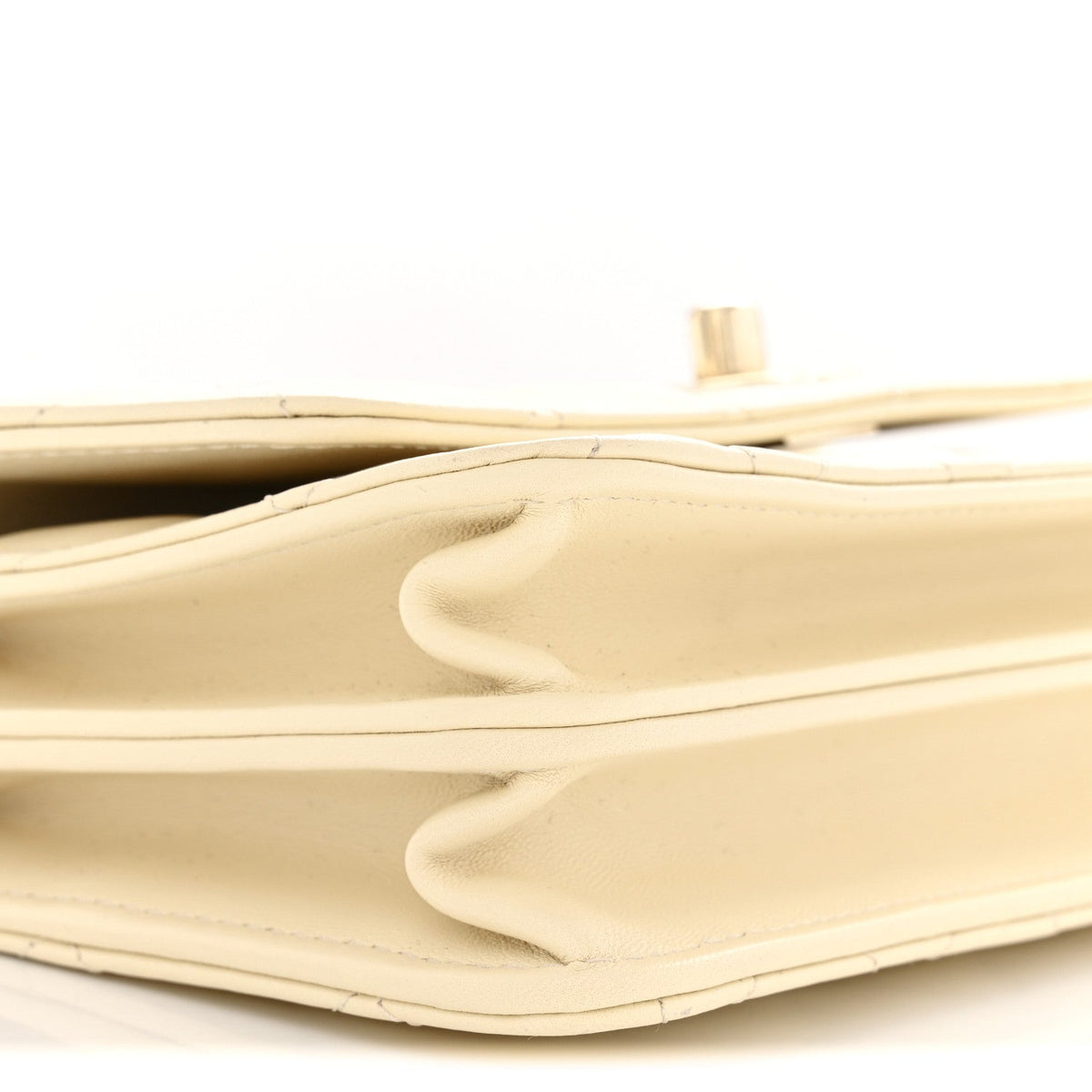 Lambskin Quilted Trendy CC Dual Handle Clutch With Chain Light Beige