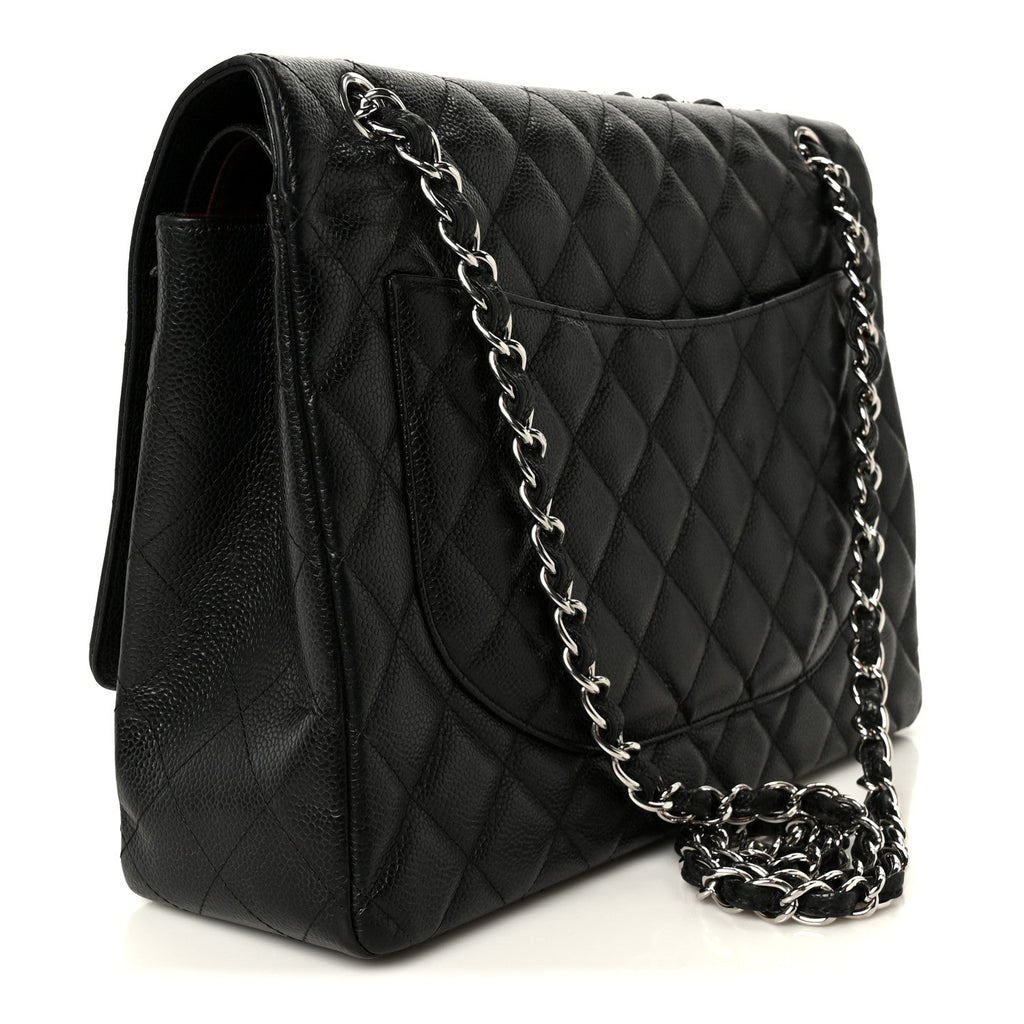 Caviar Quilted Maxi Double Flap Black