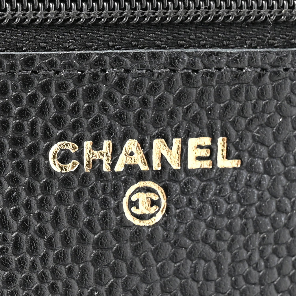 Caviar Quilted CC Turnlock Wallet On Chain WOC Black