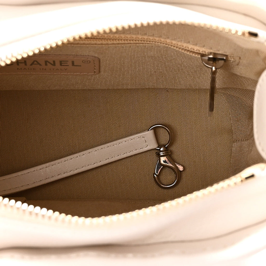 Rattan Calfskin Small Gabrielle Hobo Beige Ivory