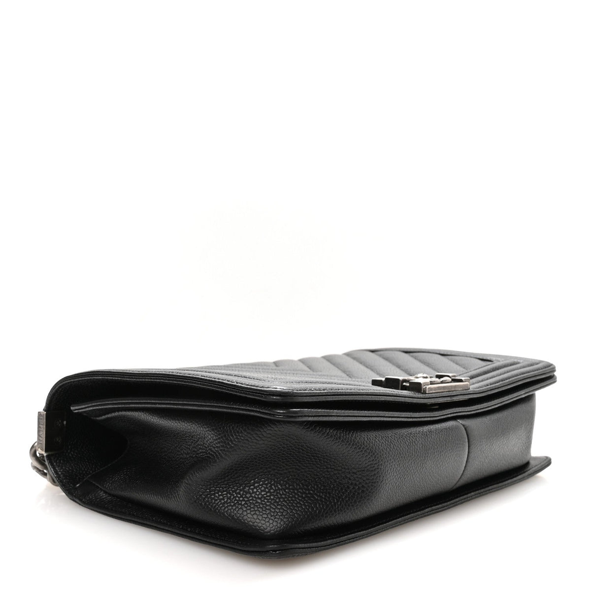 Calfskin Chevron Quilted New Medium Boy Flap Black