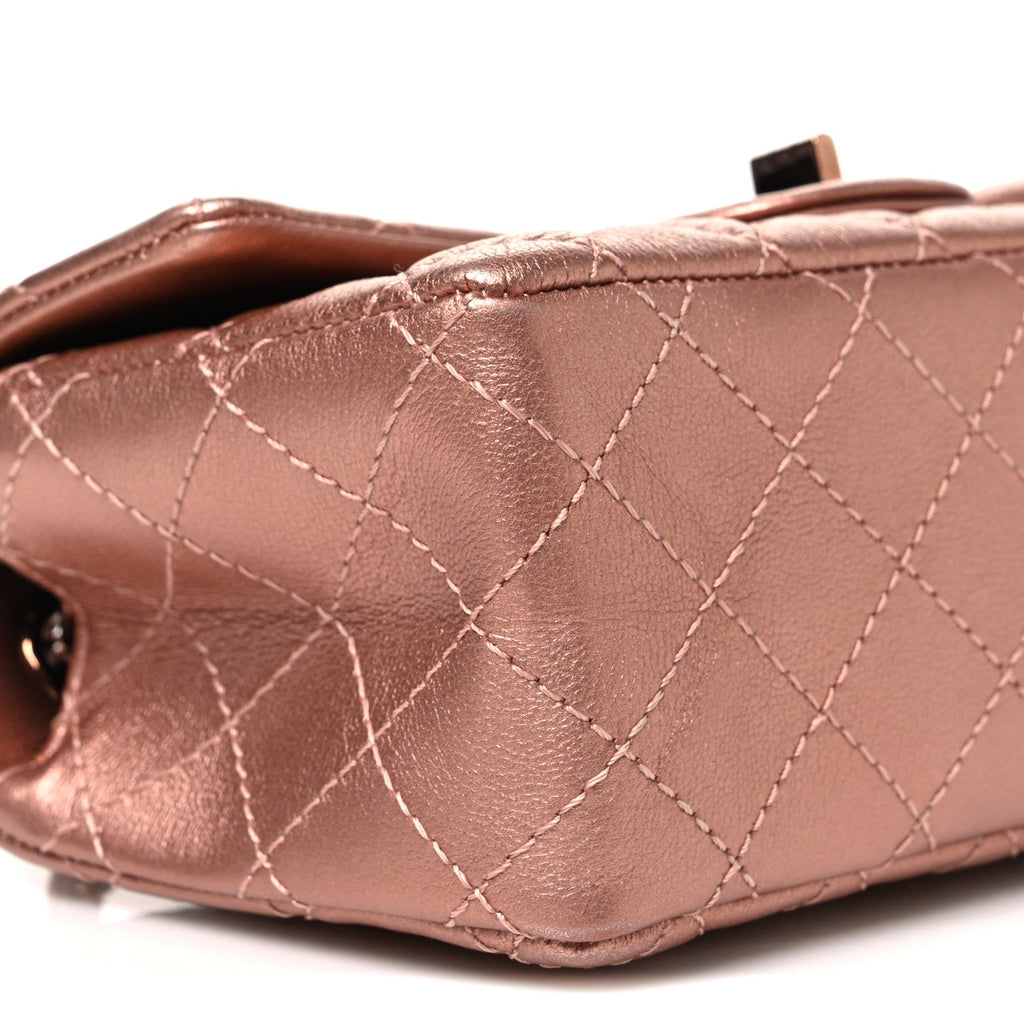 Metallic Grained Calfskin Quilted 2.55 Reissue Mini Flap Copper Pink Copper Pink