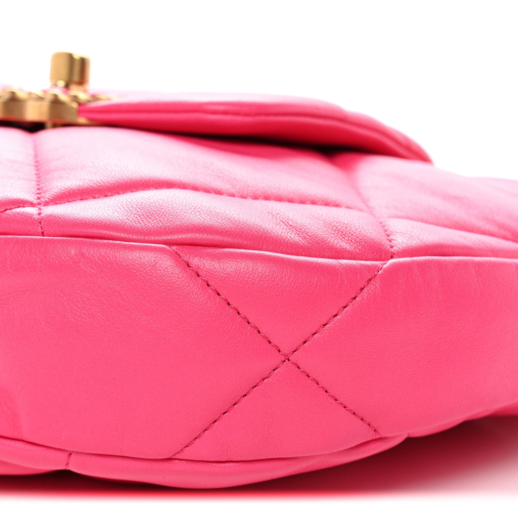 Lambskin Quilted Chanel 19 Hobo Fuchsia