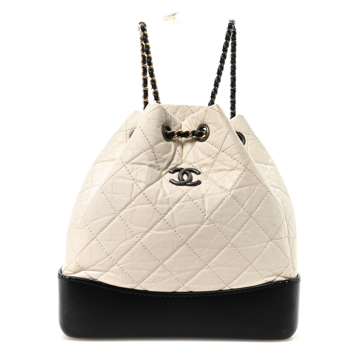 Aged Calfskin Quilted Small Gabrielle Backpack Black White