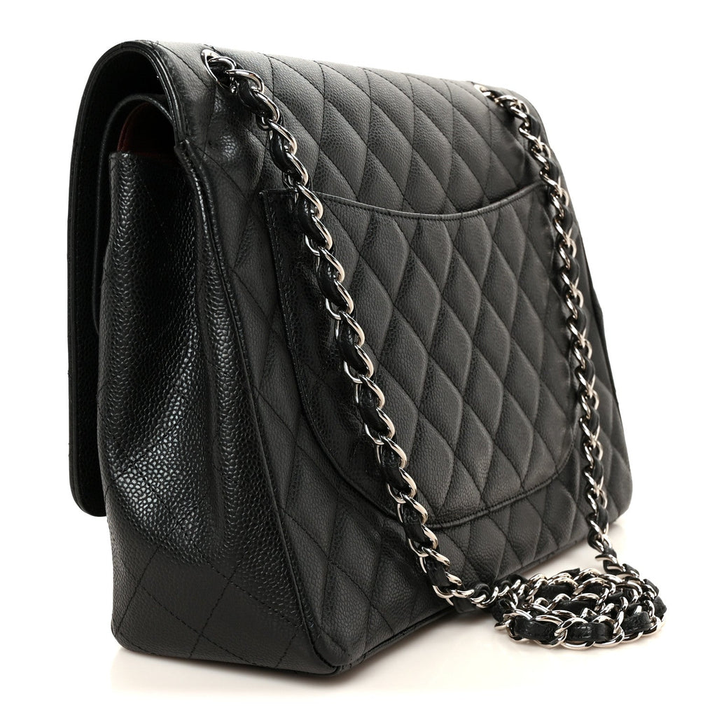Caviar Quilted Maxi Double Flap Black
