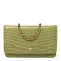 Calfskin Lizard Embossed Wallet On Chain WOC Green