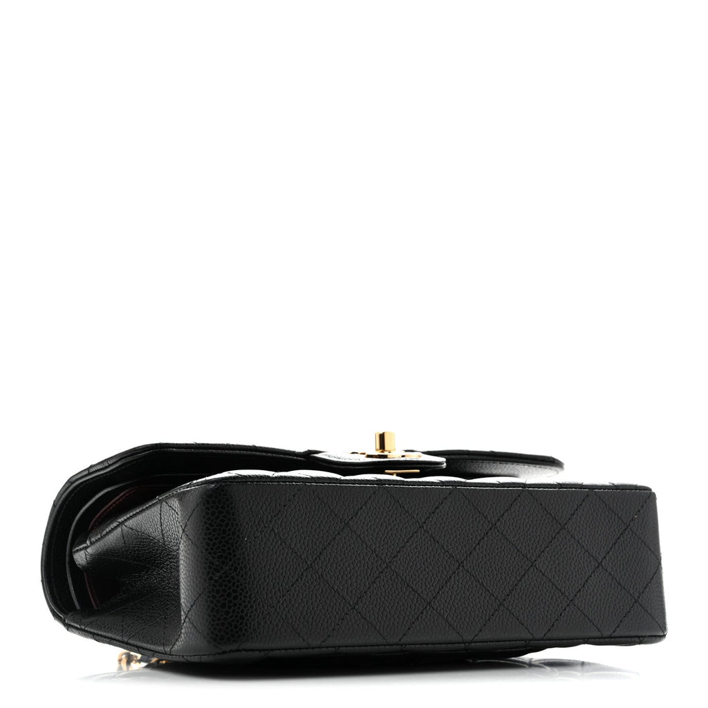 Caviar Quilted Small Double Flap Black