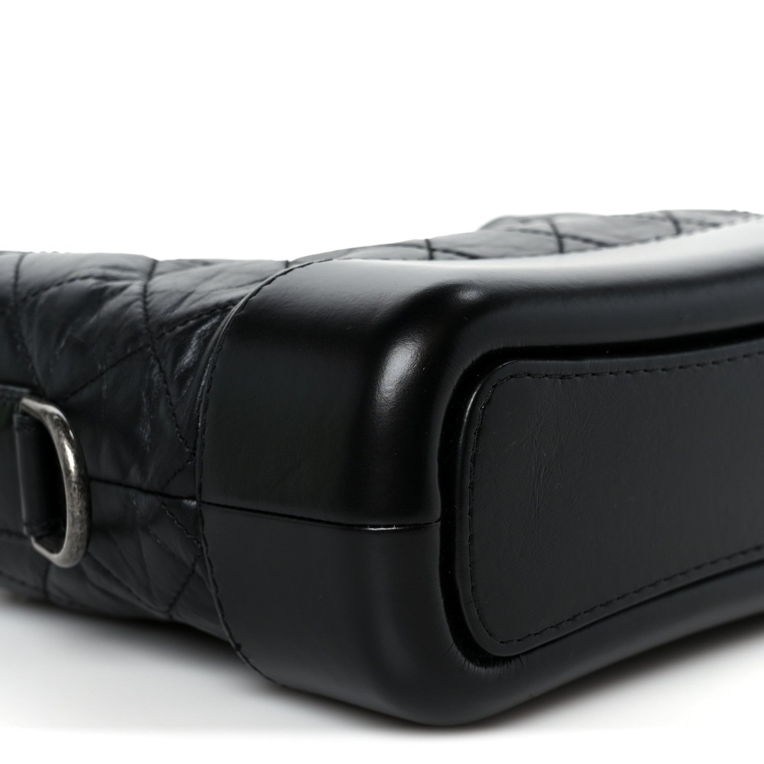 Aged Calfskin Quilted Small Gabrielle Hobo Black