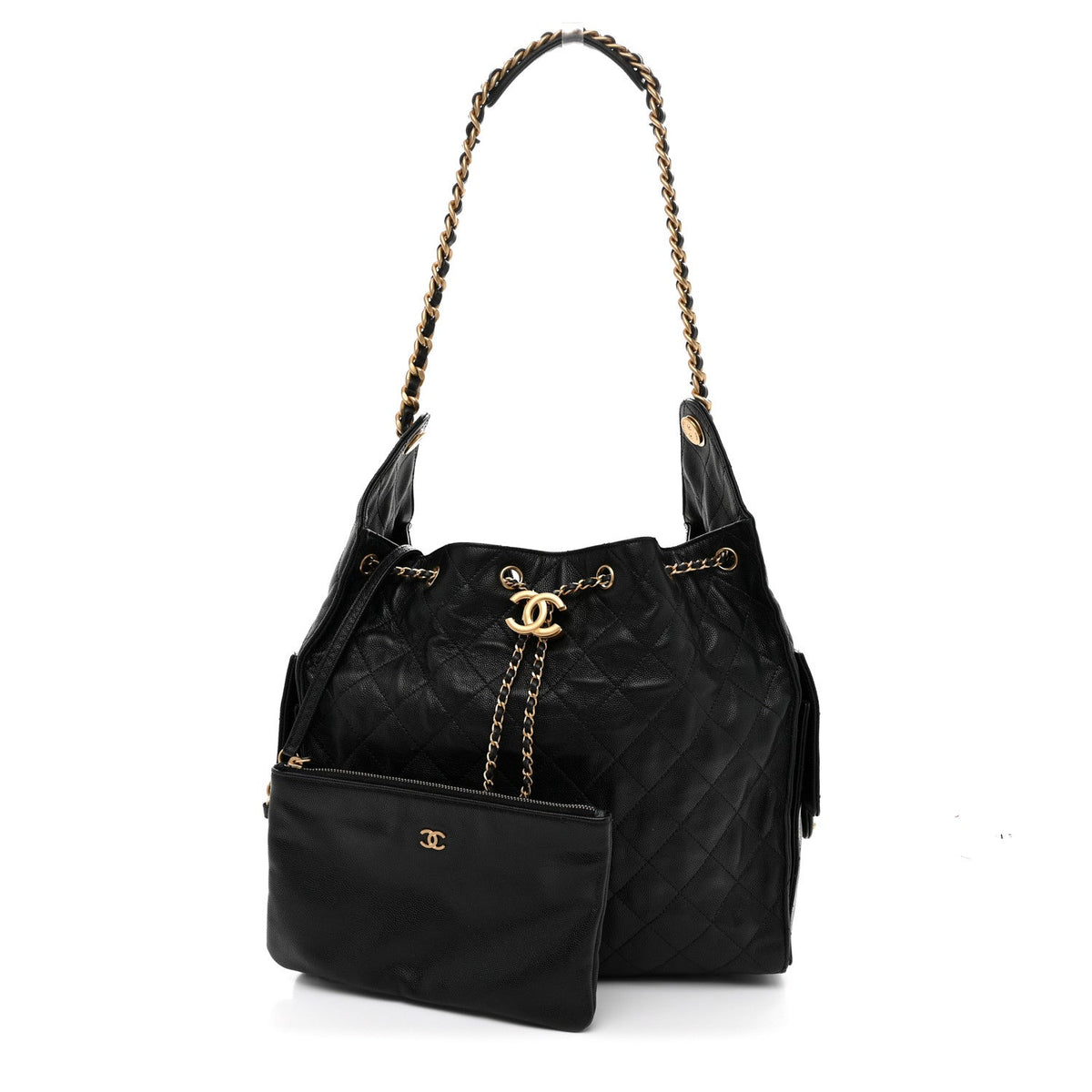 Caviar Quilted Medium Chanel 25 Handbag Black