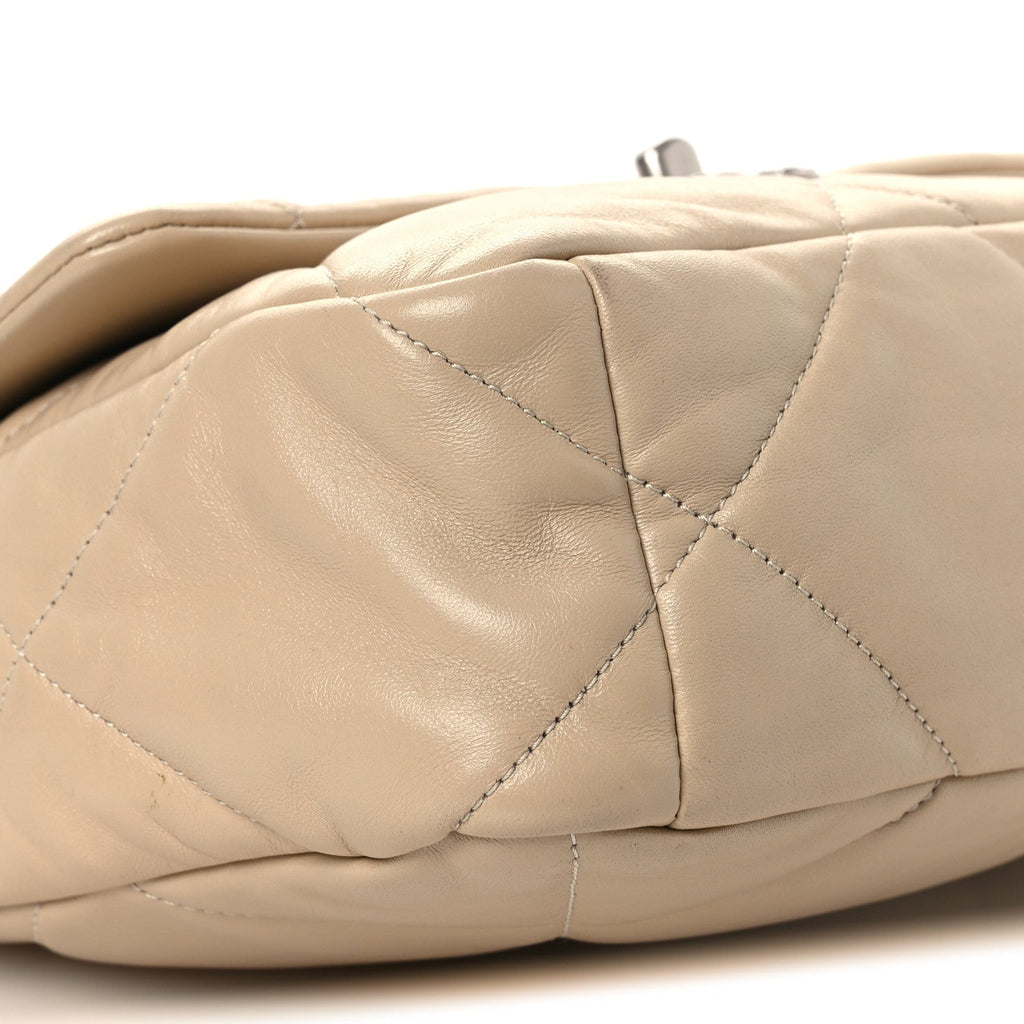 Lambskin Quilted Large Chanel 19 Flap Beige