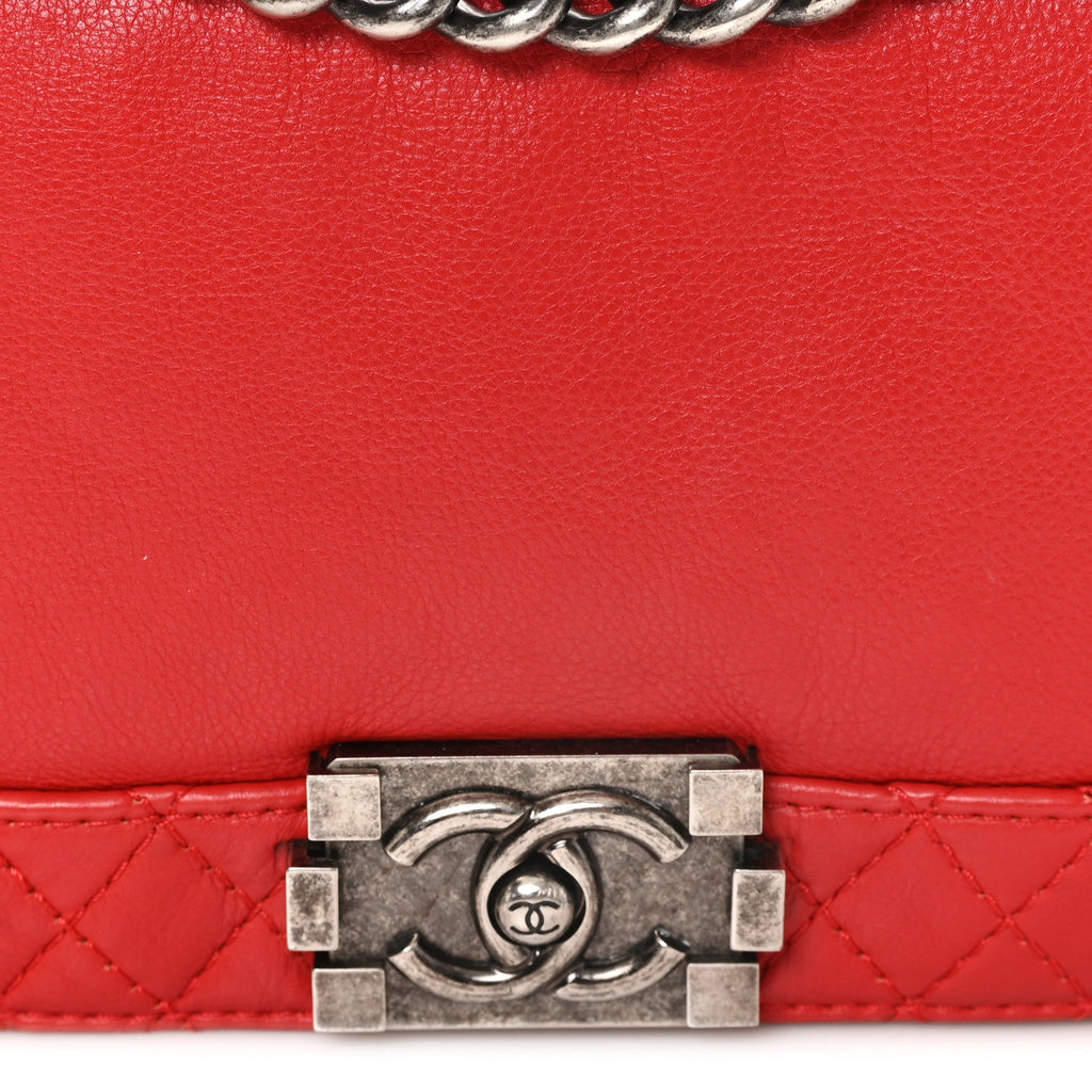 Calfskin Medium Boy Reverso Flap Red