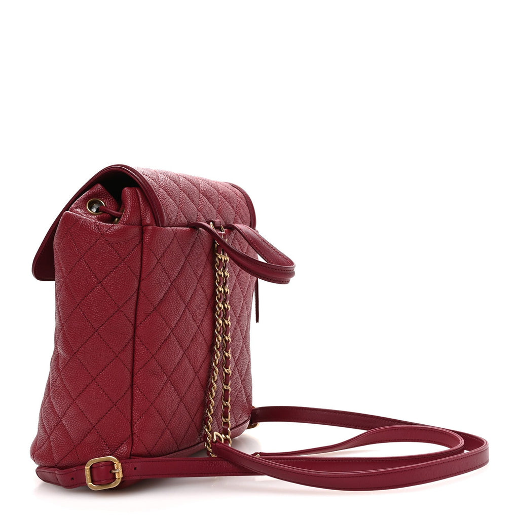 Caviar Quilted Filigree Backpack Dark Pink