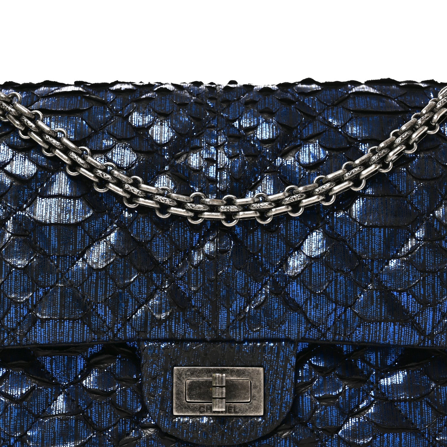 Metallic Snakeskin 2.55 Reissue 225 Flap Blue