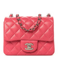 Lambskin Quilted Mini Square Flap Pink