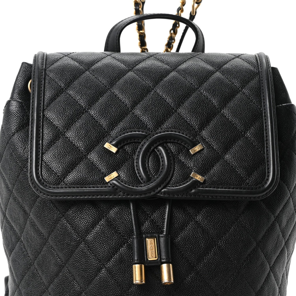 Caviar Quilted Filigree Backpack Black