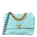 Lambskin Quilted Large Chanel 19 Flap Light Blue