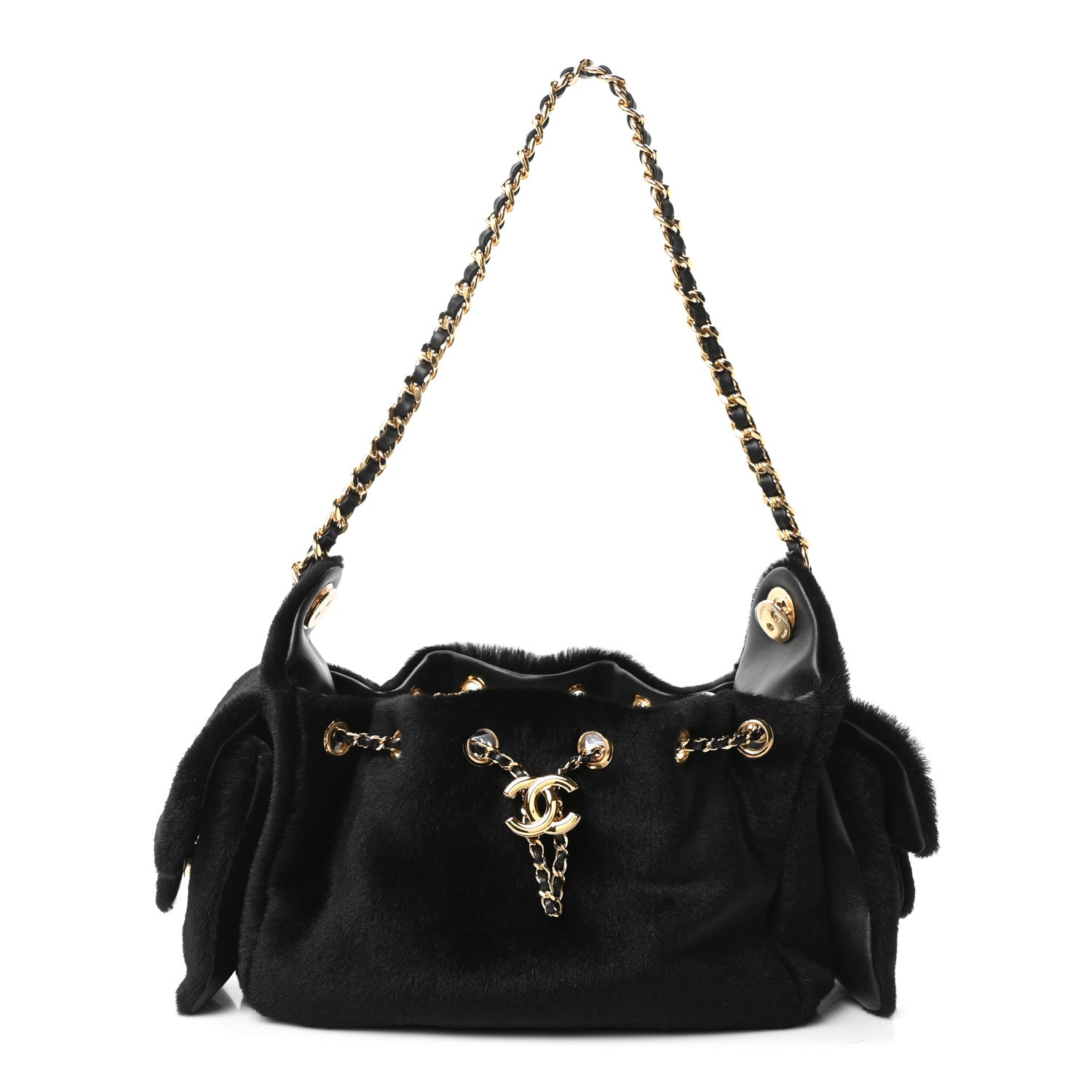 Pony Hair Mini Chanel 25 Handbag Black