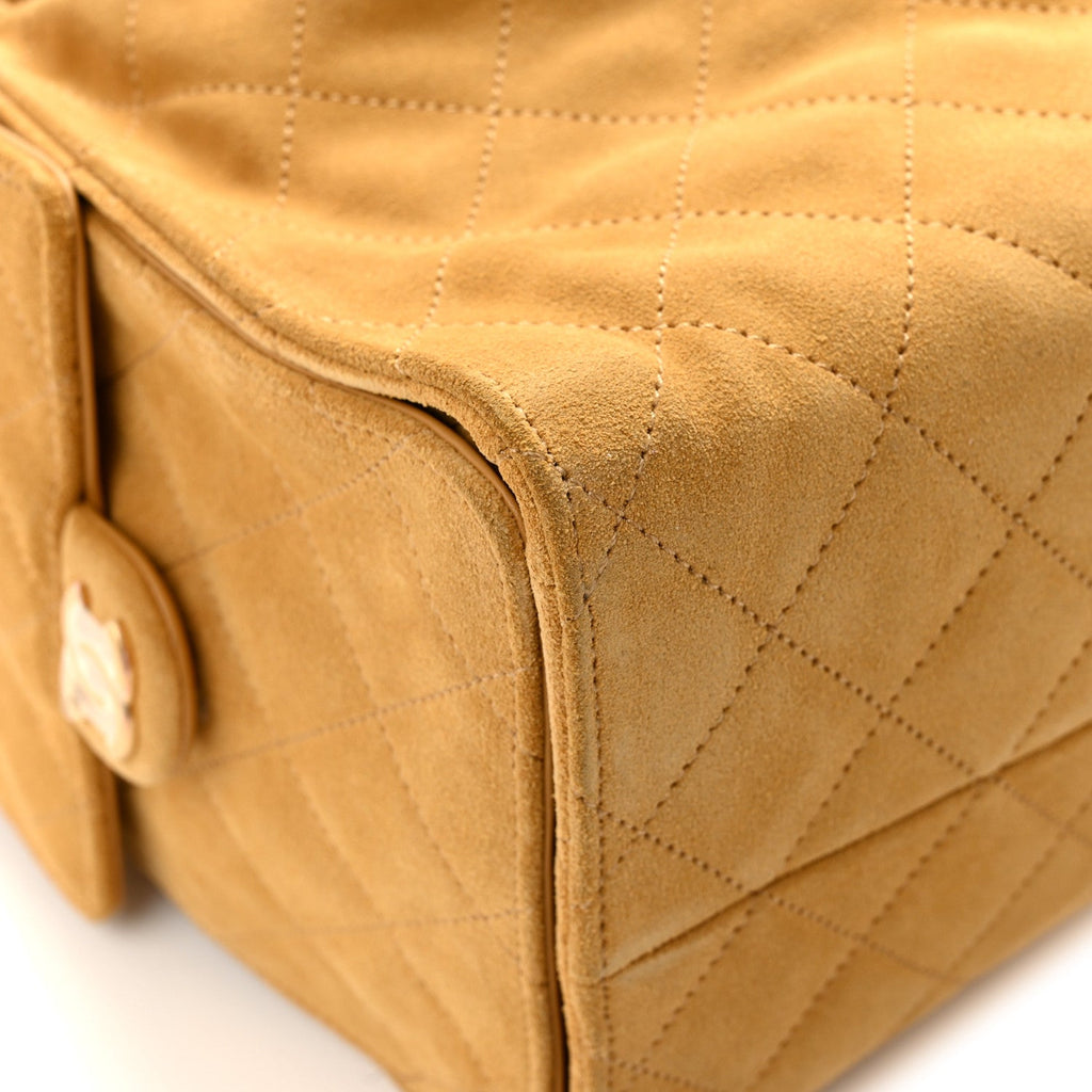Suede Quilted Medium Chanel 25 Handbag Beige