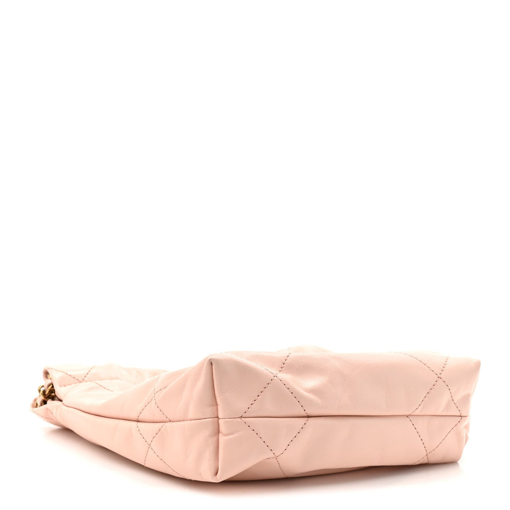 Shiny Calfskin Quilted Mini Chanel 22 Light Pink