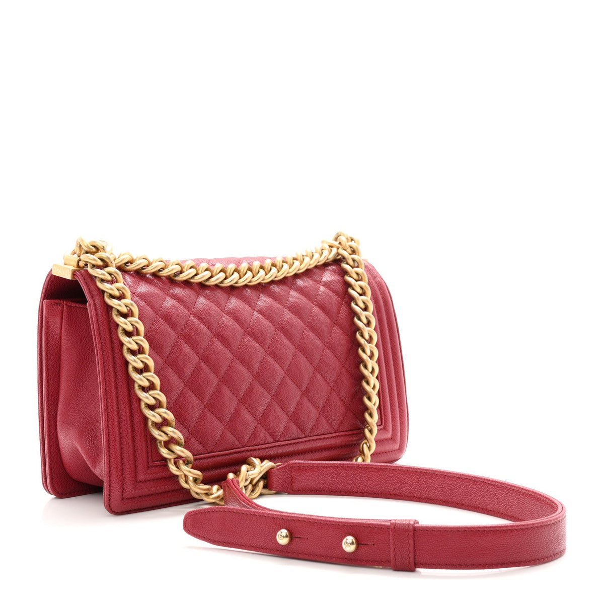Caviar Quilted Medium Boy Flap Dark Red