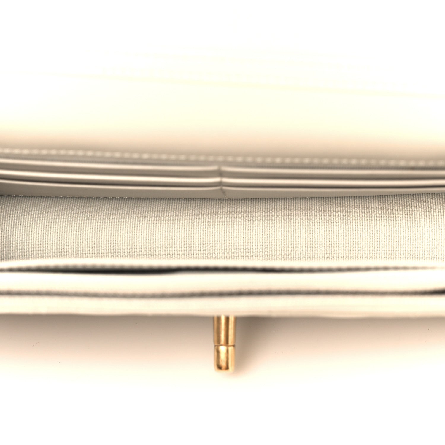 Lambskin Quilted CC Wallet on Chain WOC Light Beige