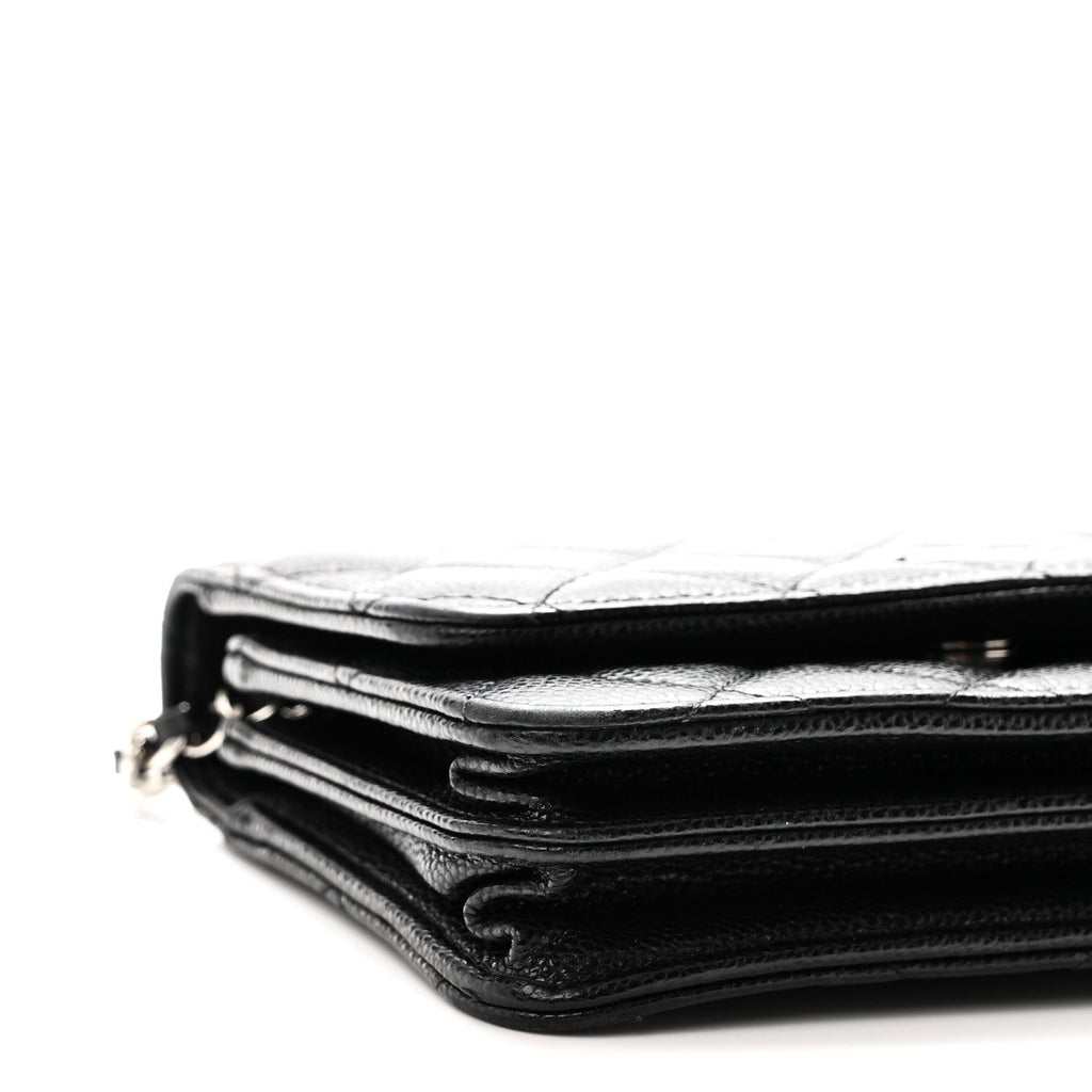 Caviar Quilted Mini Wallet On Chain WOC Black