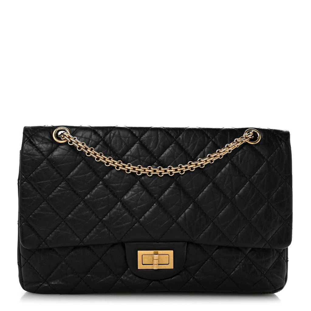 Aged Calfskin Quilted 2.55 Reissue 227 Flap Black
