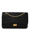 Aged Calfskin Quilted 2.55 Reissue 227 Flap Black