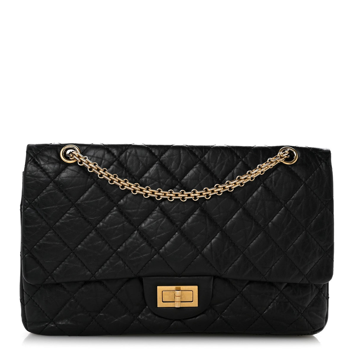 Aged Calfskin Quilted 2.55 Reissue 227 Flap Black