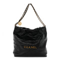 Shiny Calfskin Quilted Small Chanel 22 Black