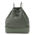 Aged Calfskin Quilted Small Gabrielle Backpack Green
