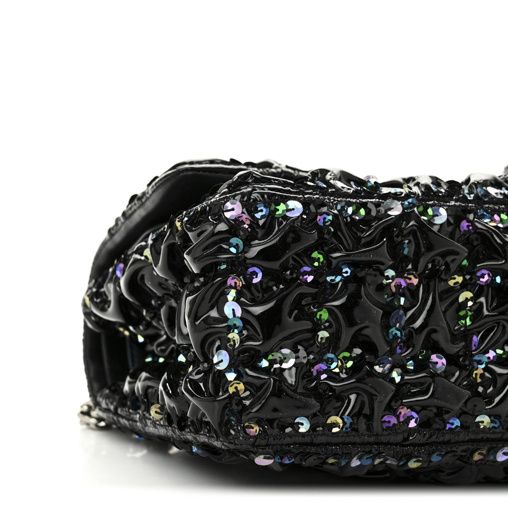Patent Sequin Crystal Ruched 2.55 Reissue 225 Flap Black