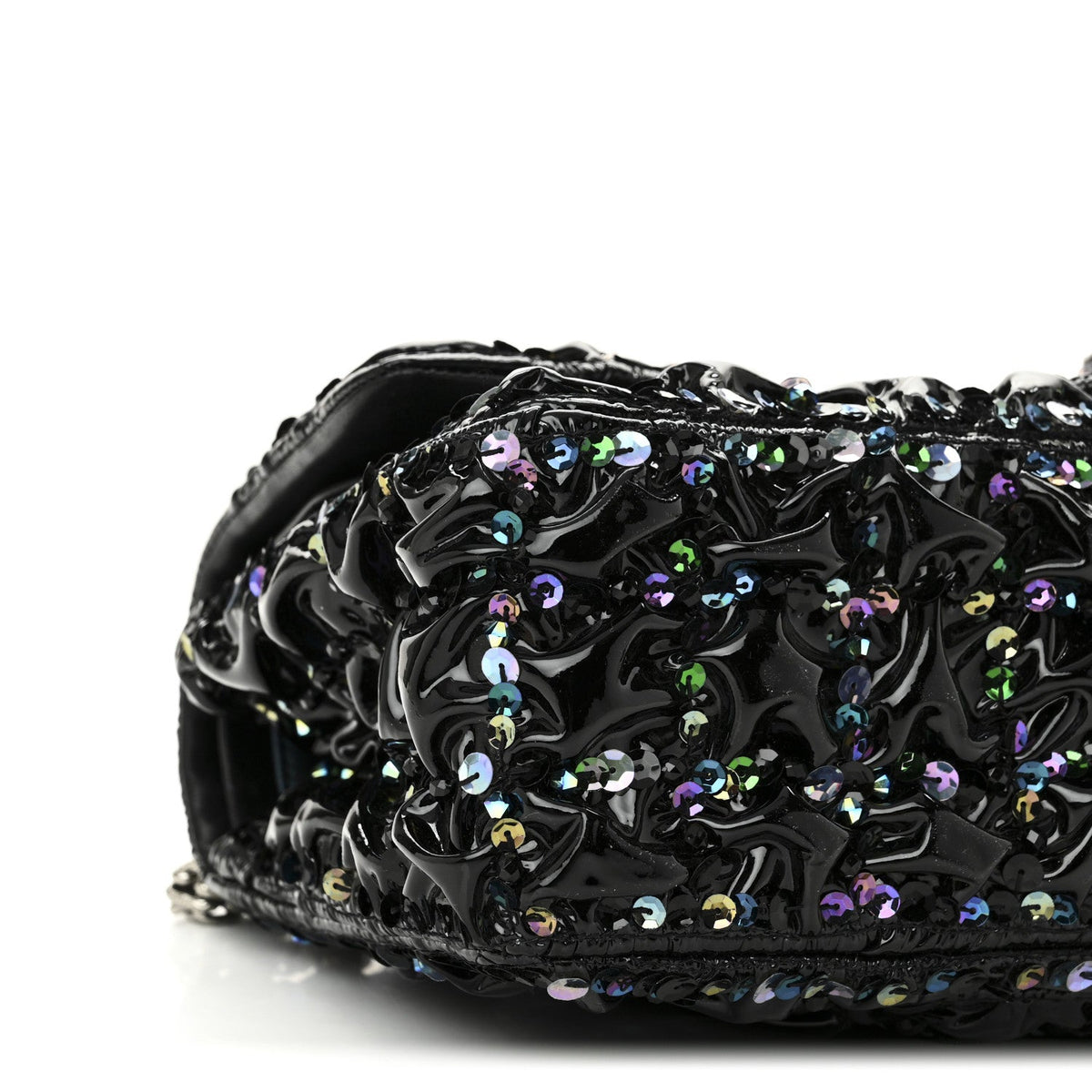 Patent Sequin Crystal Ruched 2.55 Reissue 225 Flap Black