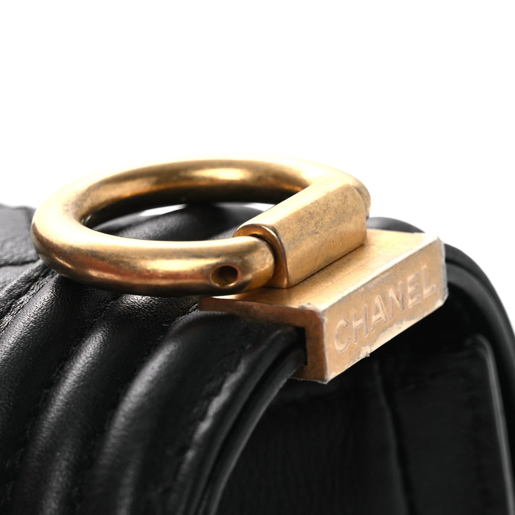 Lambskin Quilted Small Boy Flap Black