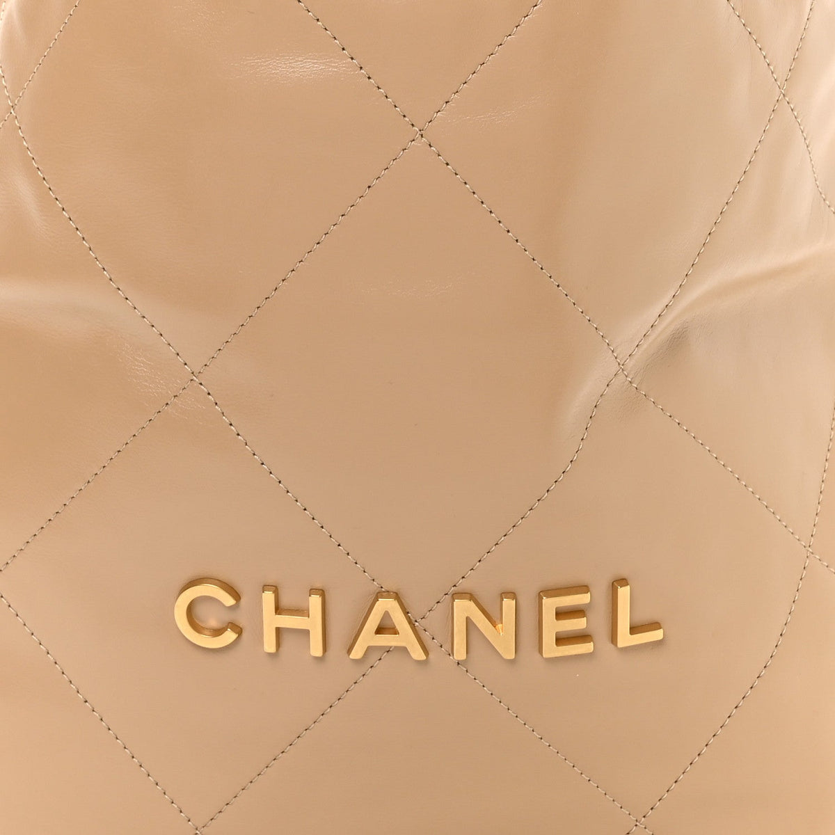 Shiny Calfskin Quilted Small Chanel 22 Beige
