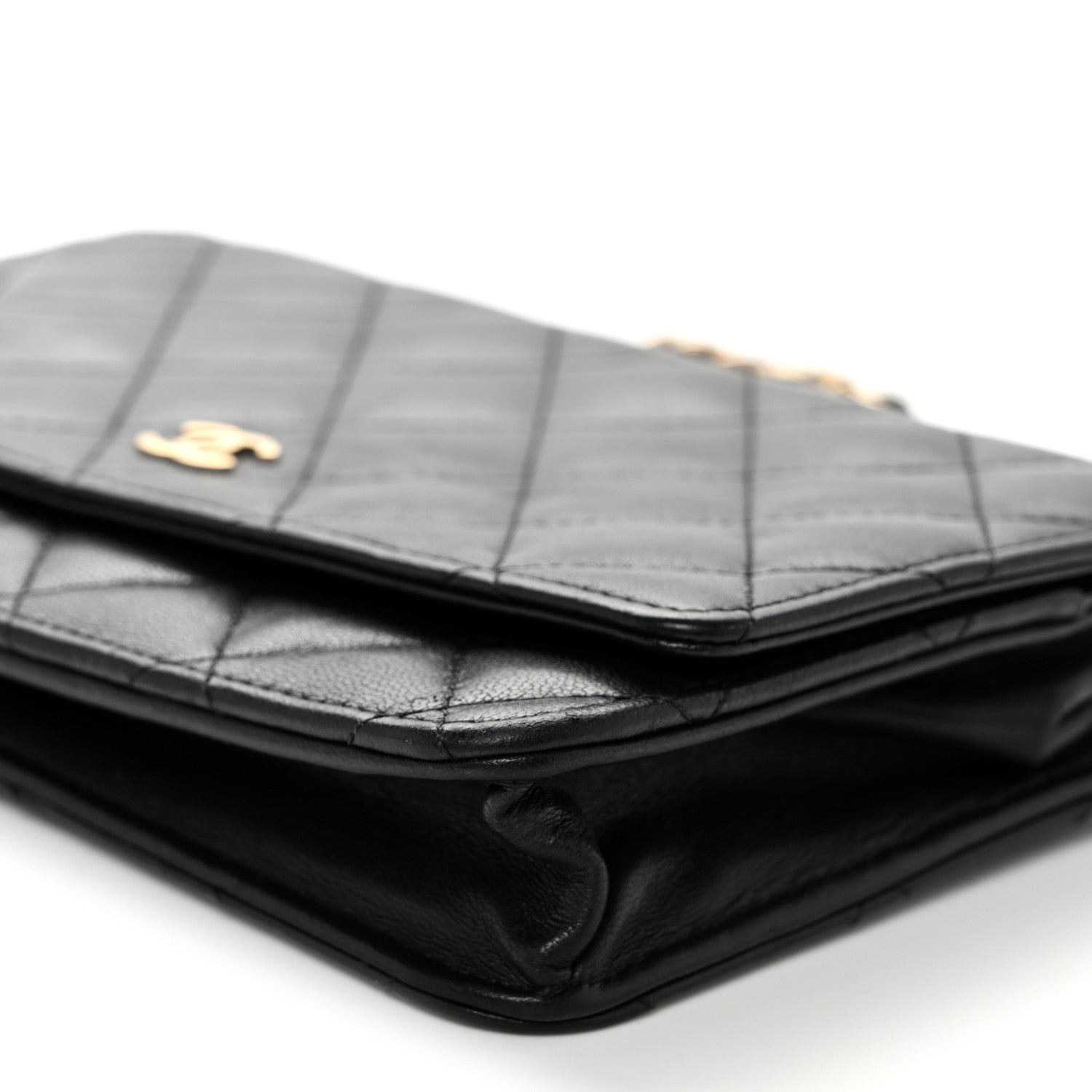 Lambskin Quilted Wallet On Chain WOC Black