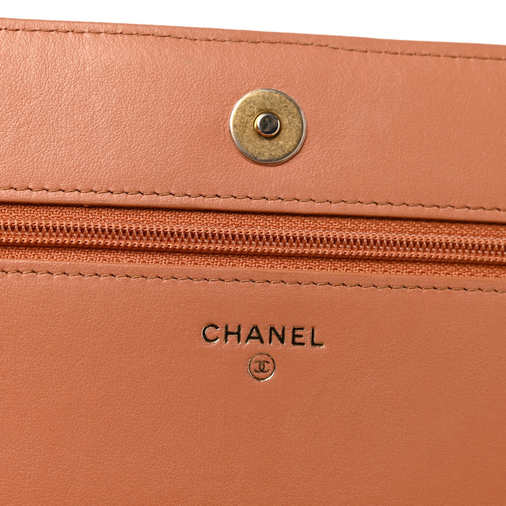 Lambskin Quilted Boy Wallet On Chain WOC Beige