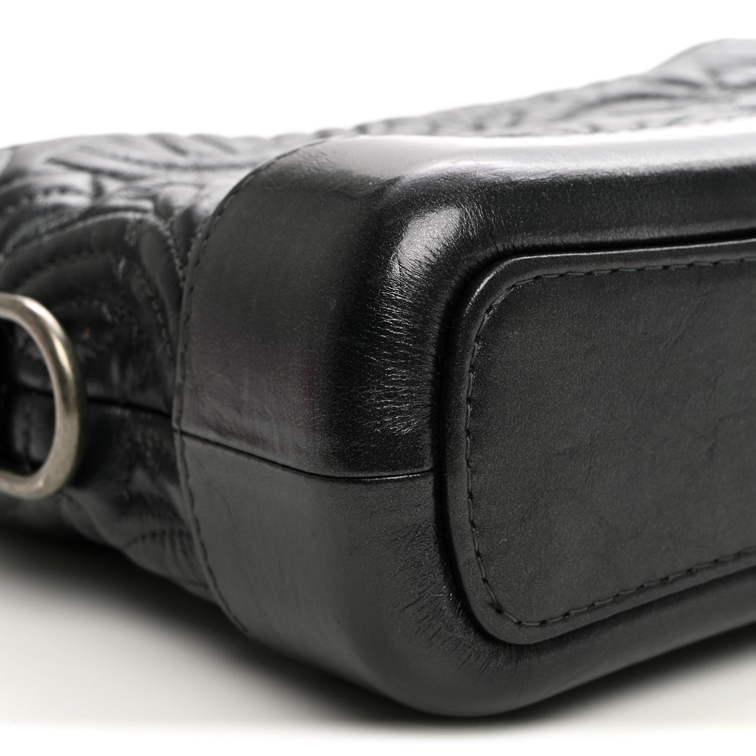 Aged Calfskin CC Quilted Small Gabrielle Hobo Black