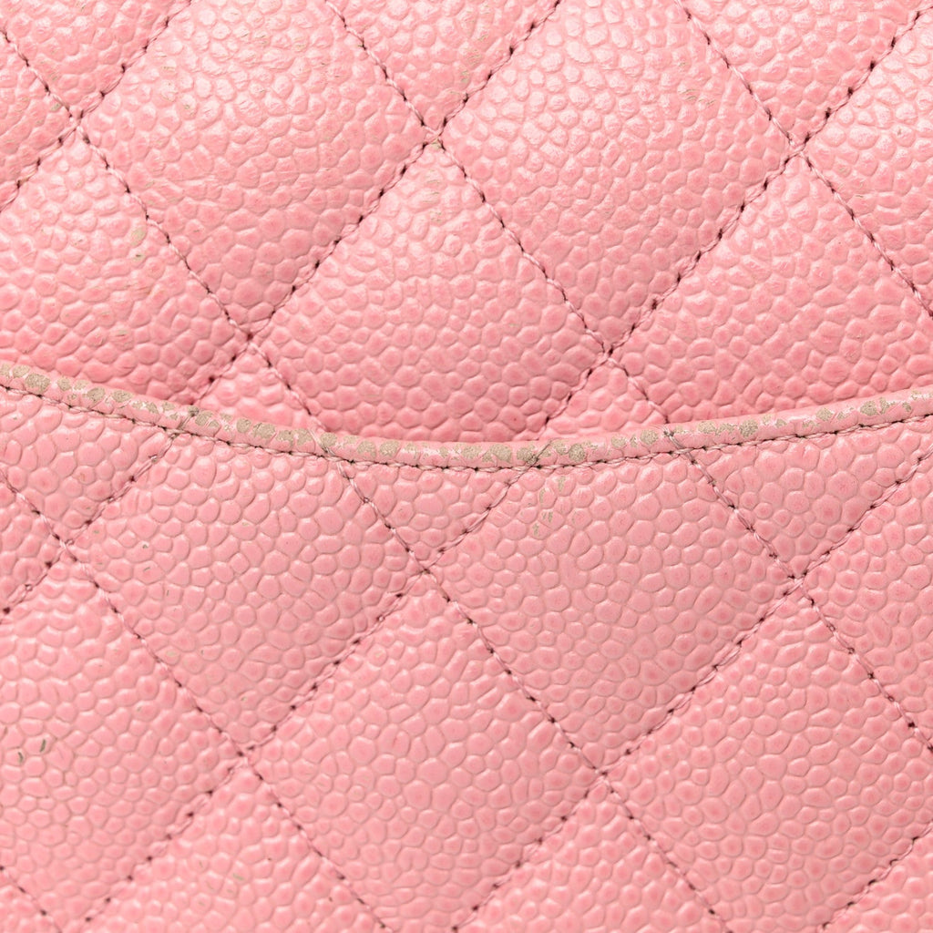 Caviar Quilted Medium Double Flap Light Pink
