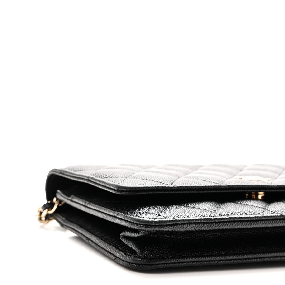 Caviar Quilted Wallet With Charms On Chain WOC Black