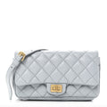 Aged Calfskin Quilted 2.55 Reissue Flap Belt Bag Clutch Light Blue