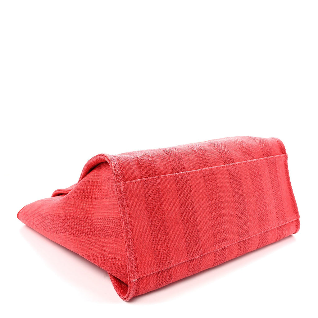 Mixed Fibers Striped Medium Deauville Tote Red
