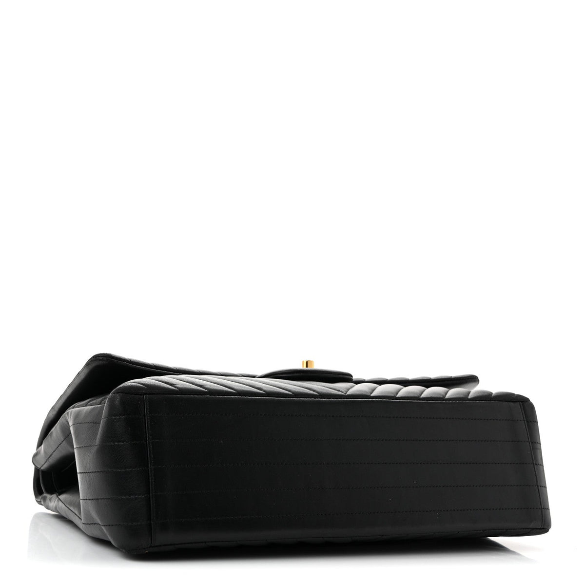 Lambskin Chevron Quilted Maxi Double Flap Black