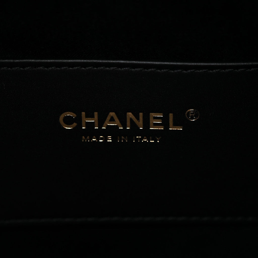 Washed Denim Quilted Small Chanel 25 Handbag Black